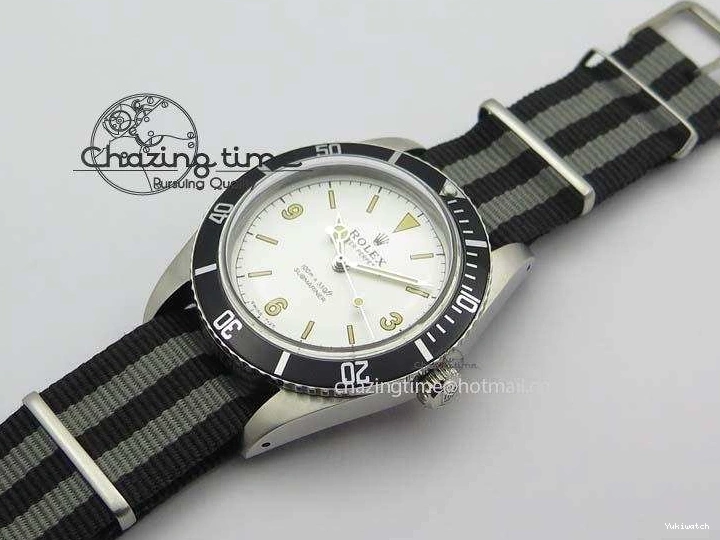On SS Dial Strap Vintage 1680 White Nylon No Submariner A2836 Date 0218